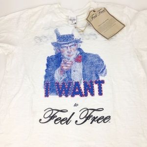 Feel Free embellished burn out tee Sz S Uncle Sam